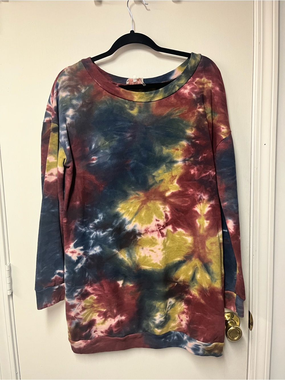 entro Multicolor Tie-Dye Long Sleeve Pullover Sweatshirt Dress